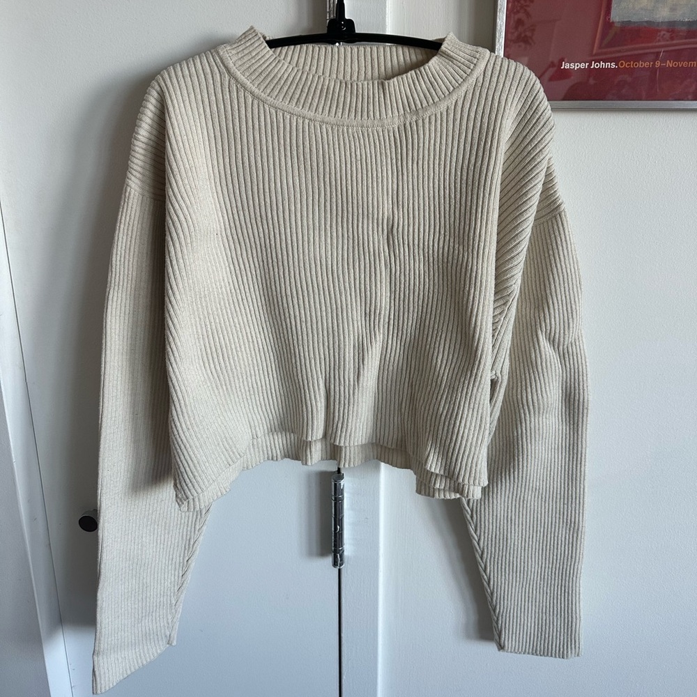 Ozma Tanguis Cotton Ribbed Cropped Mockneck Sweater